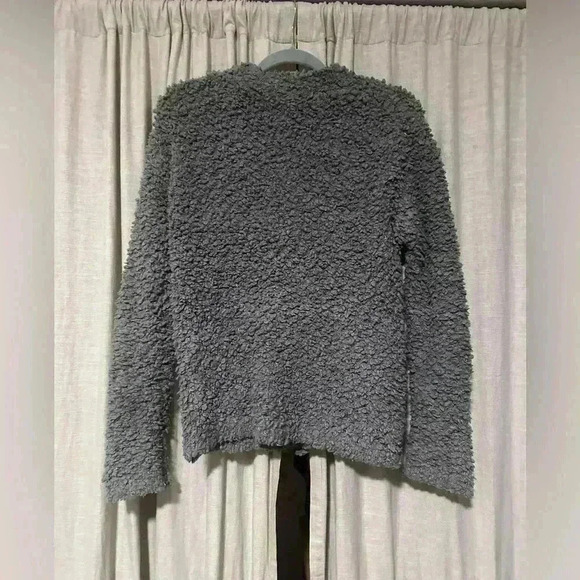 RXB Gray Textured Button-Down Cardigan, Size XS, Cozy Sherpa Style, Oversized - Picture 4 of 5